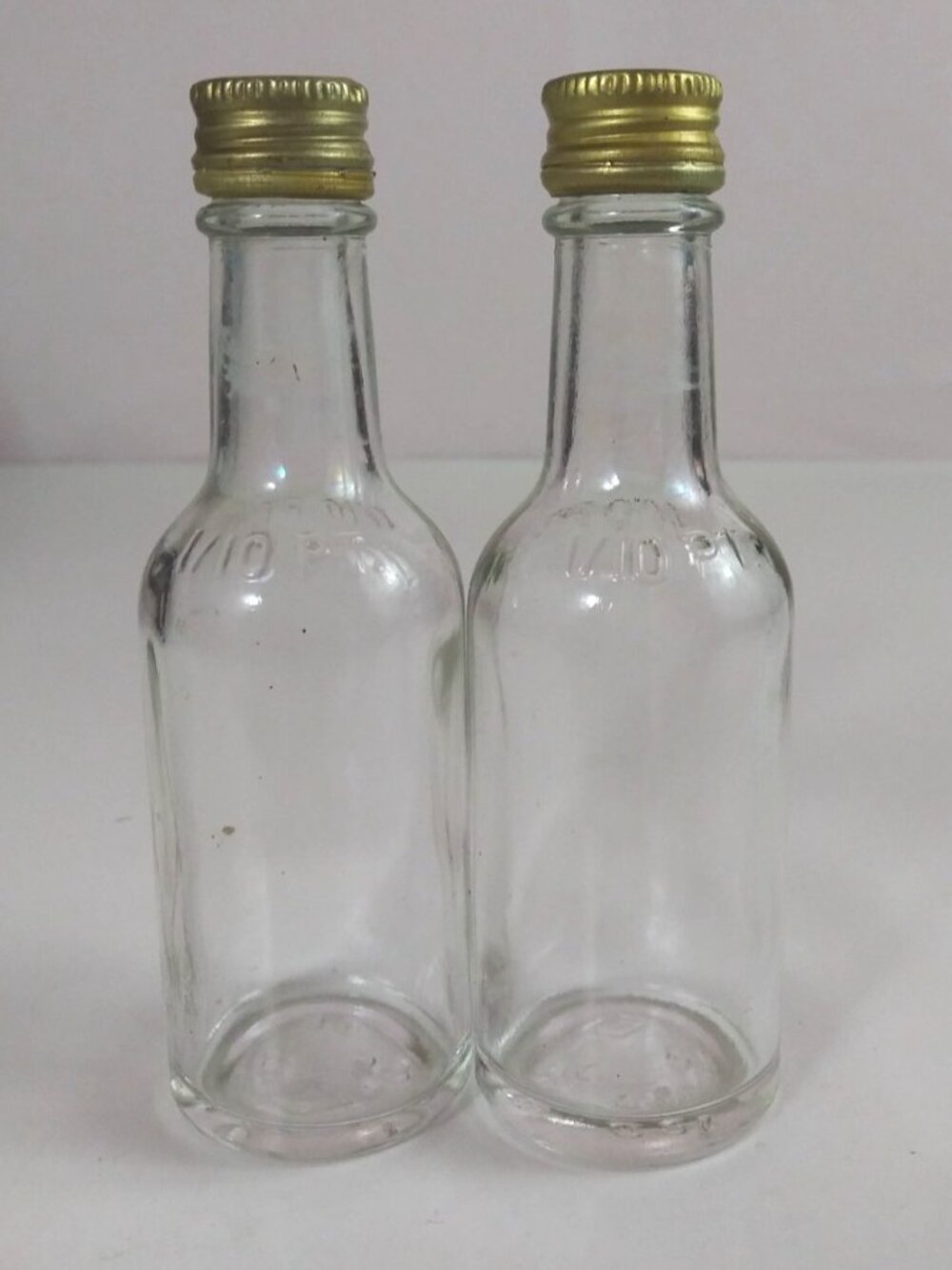 Vintage Clear Glass Bottle Salt & Pepper Shakers